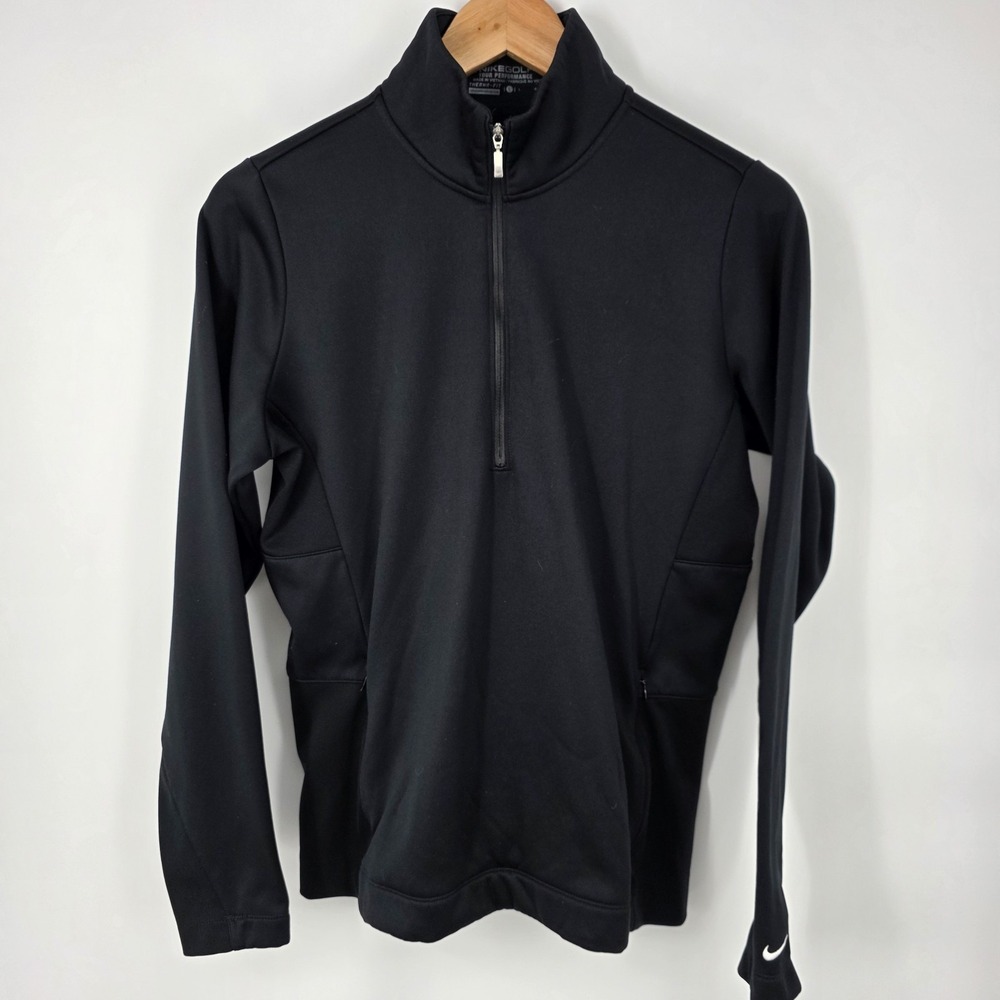 Nike Golf Therma Fit Tour Performance‎ Sz L Black Quarter Zip Womans Jacket